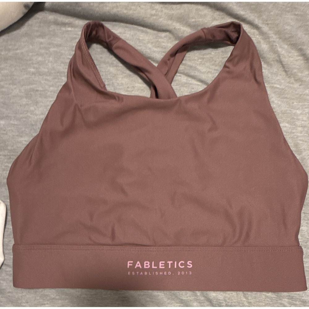Fabletics Brown Solid Pullover Sports Bra Wireless Activewear Women Size M